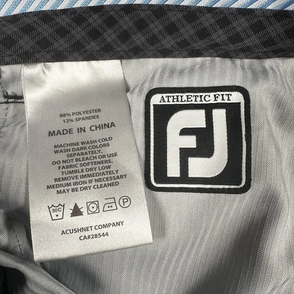 FootJoy Athletic Fit‎ Pants Mens 35x30 Gray Check Golf Stretch Casual Khakis